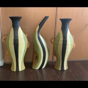 3 large decorative vases.